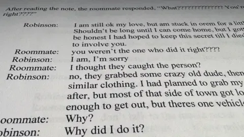 Full Text Log Involving Charlie Kirk Suspect and Roommate
